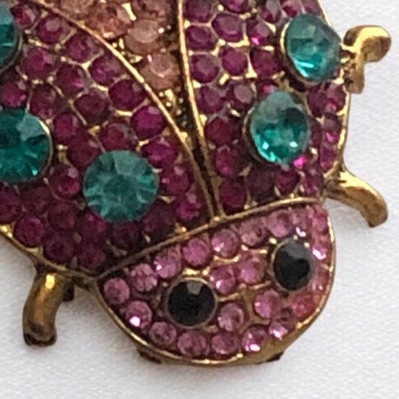 Vintage Pink Rhinestone Ladybug Brooch/Pendant - Picture 4 of 6